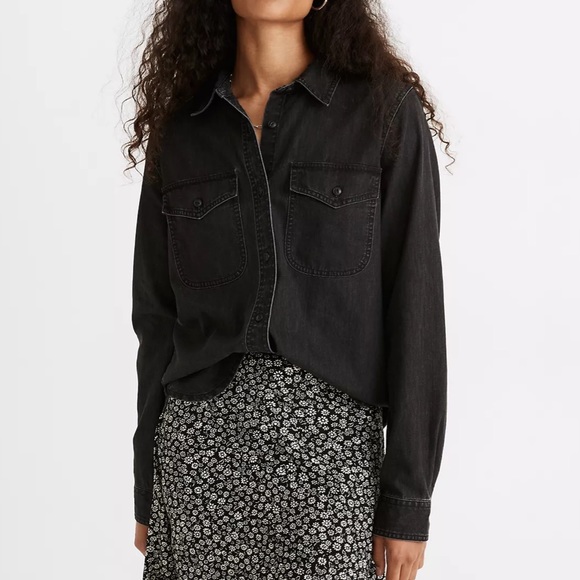 Madewell > Denim Snap-Button Western Shirt in Lunar Wash > M - Picture 1 of 11